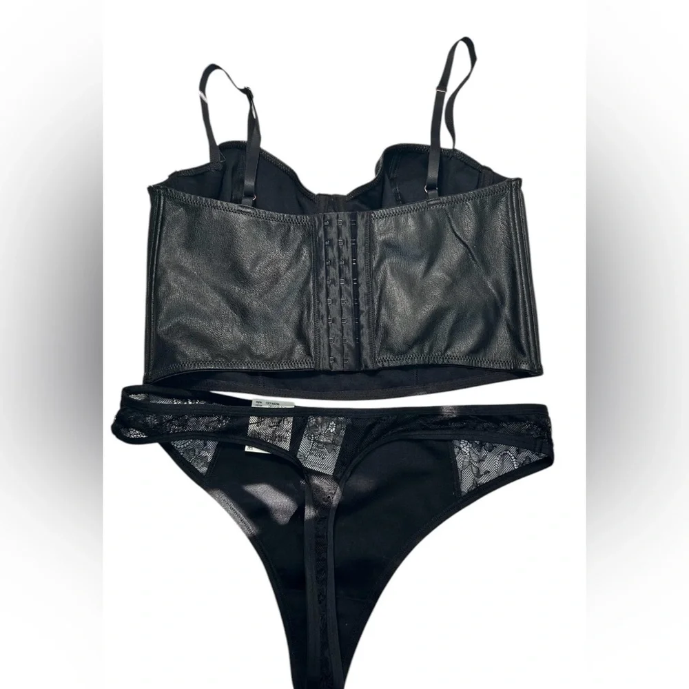 INC International Concepts Black Bustier Bra panties large underwear - Picture 4 of 10